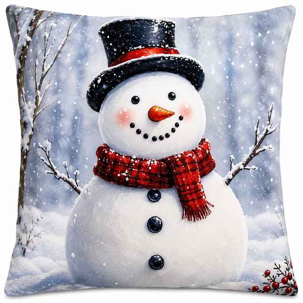 Vánoční povlak na polštář XMAS SNOWMAN VI. 40x40 cm