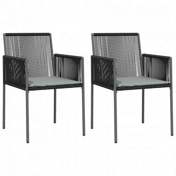 vidaXL Zahradní židle s poduškami 2 ks černé 54x60,5x83,5 cm polyratan