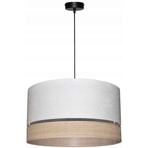 Závěsná stropní lampa Abažur E27 40/22 cm Bílá Arezzo Rafia Ratan Boho