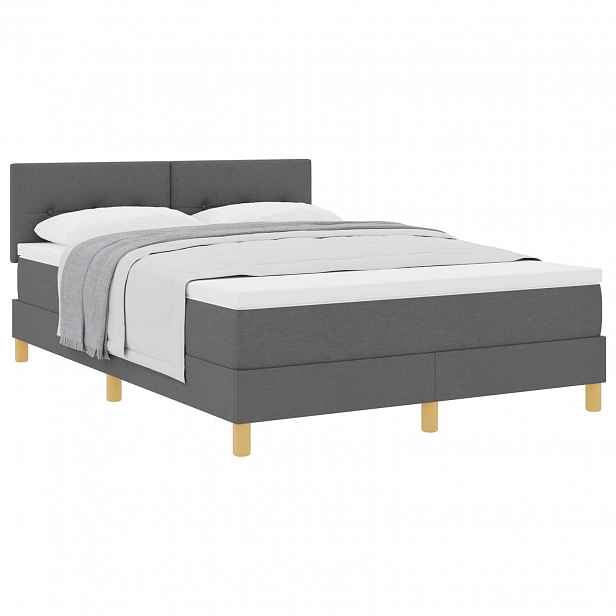 vidaXL Postel s boxspringem s polštářem Tmavě šedá 140 x 190 cm textil