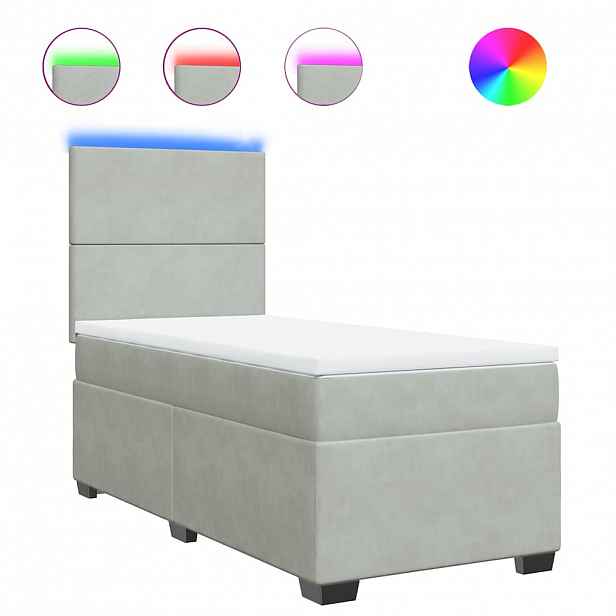 vidaXL Box spring postel s matrací světle šedá 100x200 cm samet