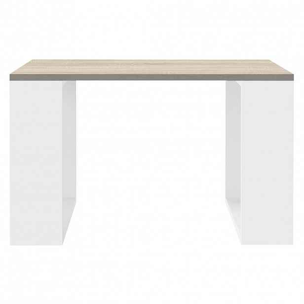 ML-DESIGN KONZOLOVÝ STOLEK 65 x 65 x 40 cm, vzhled dubu – bílý, s nohami ve tvaru lyží