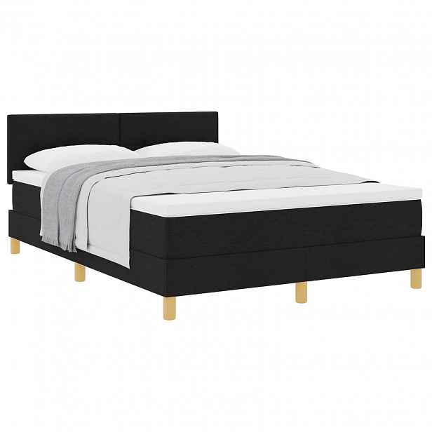 vidaXL Postel s boxspringem s polštářem Černá 140 x 190 cm textil