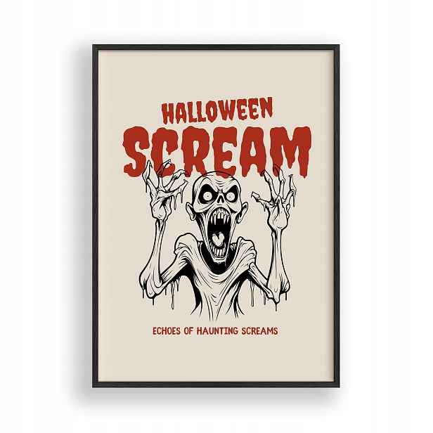 Halloweenský Plakát A3, černý dřevěný Rámeček , 30x42 cm