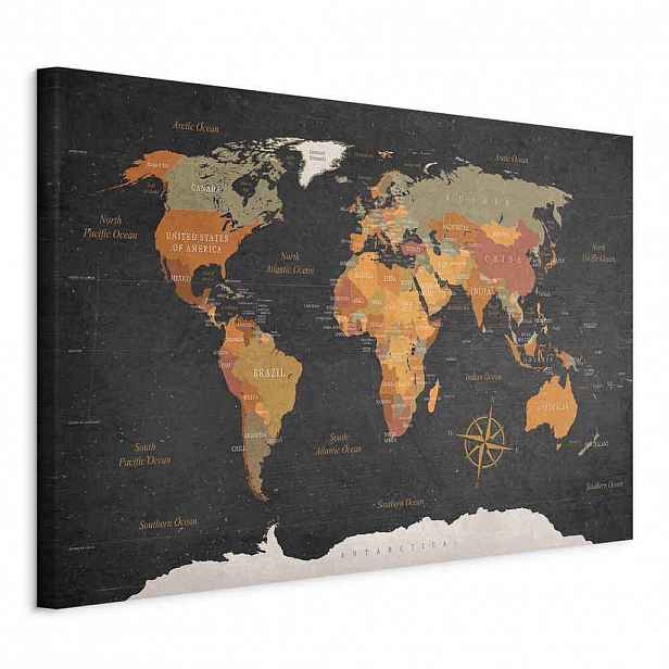 artgeist MALBA NA PLÁTNĚ, mapa světa, 90/60/1,2 cm