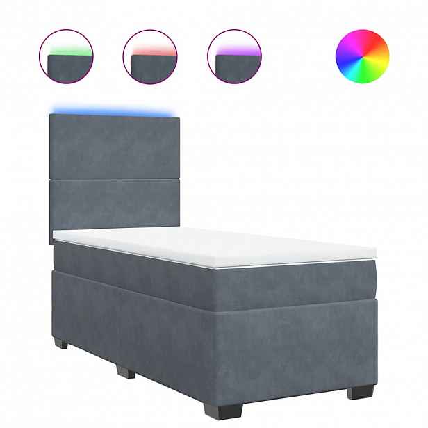 vidaXL Box spring postel s matrací tmavě šedá 100x200 cm samet
