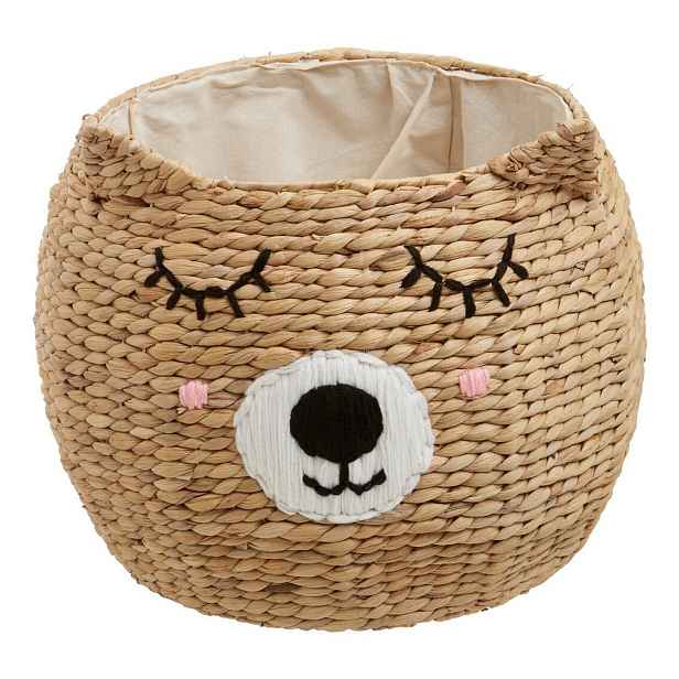 Dětský koš na hračky z vodního hyacintu v přírodní barvě ø 49x40 cm Lidi Cat Face – Premier Housewares
