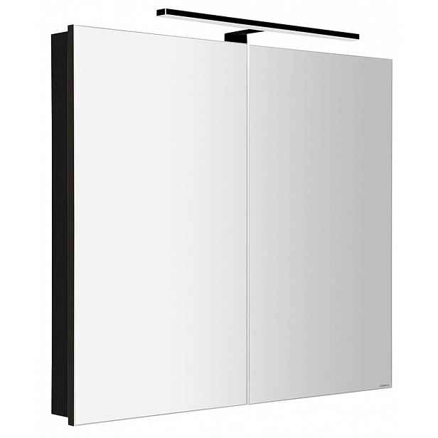 Sapho Greta - Zrcadlová skříňka s LED osvětlením 81x70x14 cm, 2 dvířka, matná černá GR085-0035