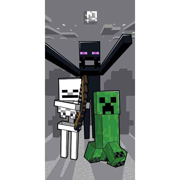 Šedá bavlněná dětská osuška 70x140 cm Minecraft "Mob Attack" – Jerry Fabrics