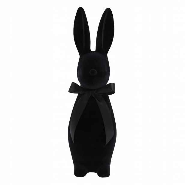 Stojící velurový velikonoční zajíček, černý králíček, králíček, figurka 47 cm