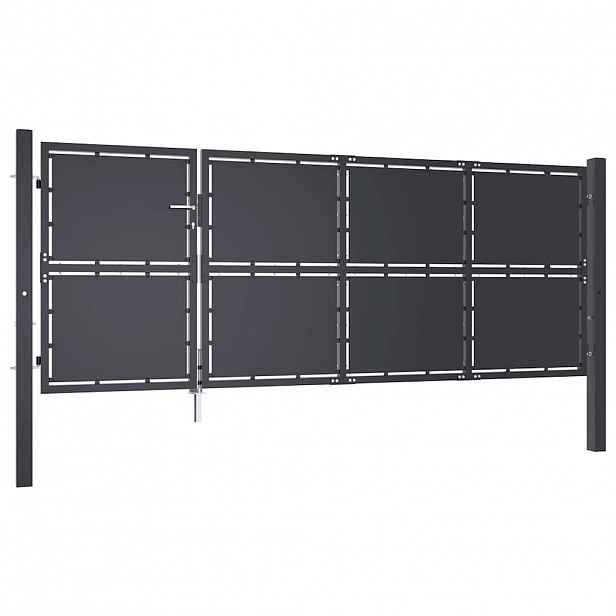 vidaXL Zahradní brána ocelová 350 x 125 cm antracitová