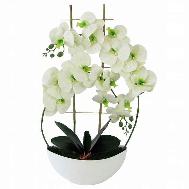 Orchidej Real Touch 60 cm, gumovaná v květináči Luna 2