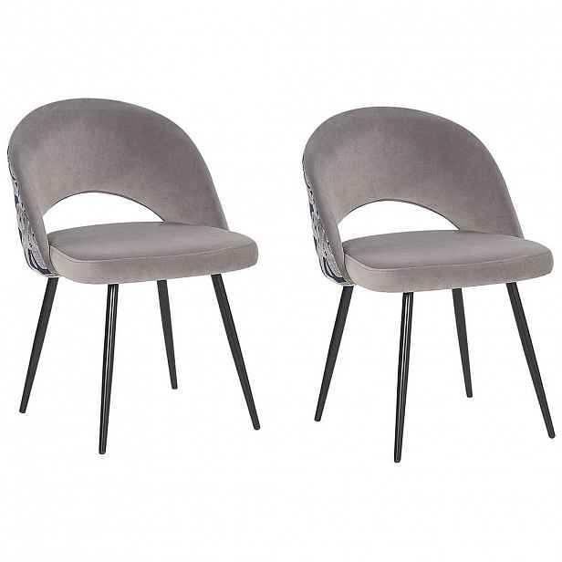 Beliani JÍDELNÍ ŽIDLE sada 2 ks Sametová látka Šedá Vivian