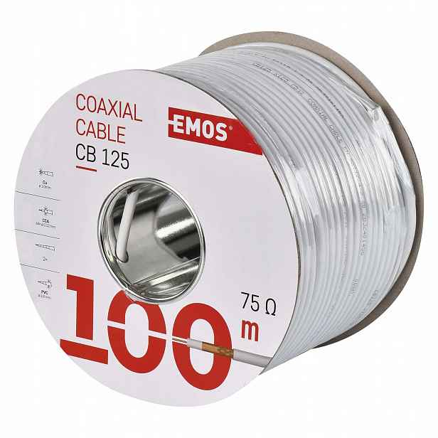 Emos CB125 koaxiální kabel 75 Ohm 100 m bílý