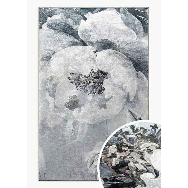 Koberec 120x160 Lotus Květiny světle šedá/stříbrná, moderní