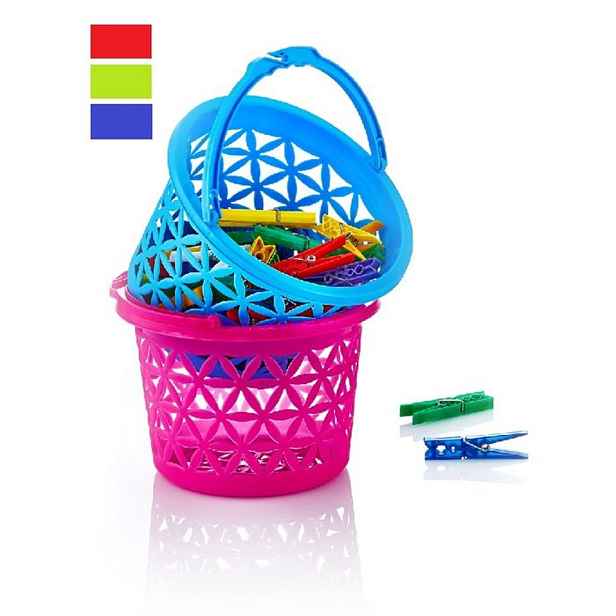 košík na kolíčky kulatý 2,7l-2,9l d20x14cm, MIX barev