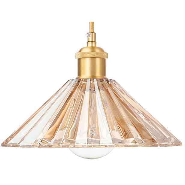 Závěsná skleněná plisovaná lampa Japandi jantarová