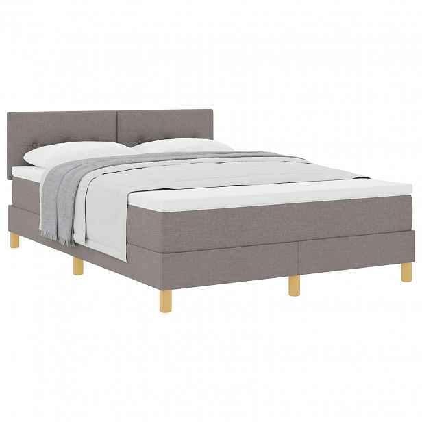 vidaXL Postel s boxspringem s polštářem Taupe 140 x 190 cm textil