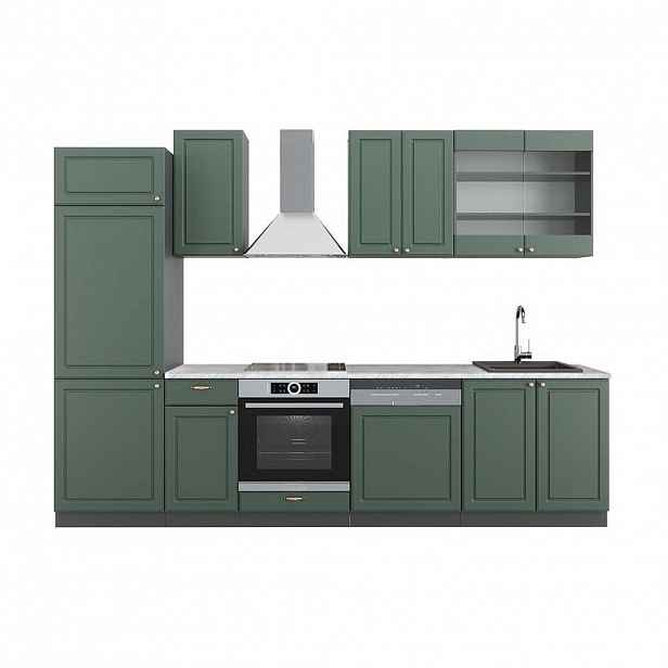 Vicco KUCHYŇSKÝ KOUT Fame-Line Zeleno-zlatá Country House/Anthracite 300 cm , PD Mramor