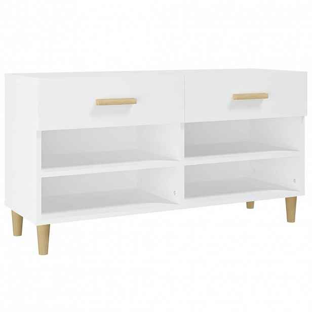 vidaXL Botník bílý 102 x 35 x 55 cm kompozitní dřevo