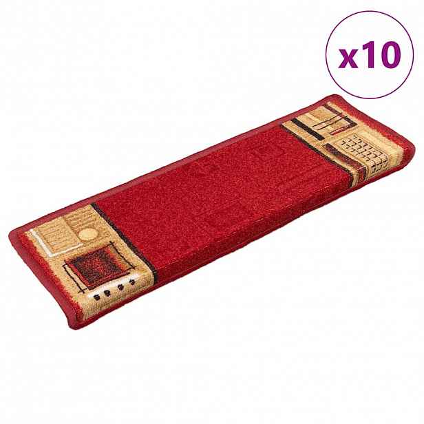 vidaXL Nášlapy na schody samolepicí 10 ks 65x21x4 cm červené
