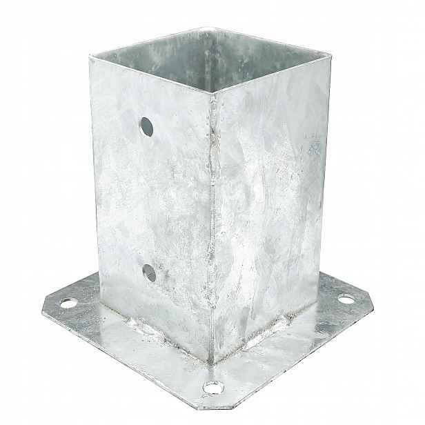 4 x Základna sloupku přišroubovaná 100 x 100 mm, kotvící kolík přišroubovaná