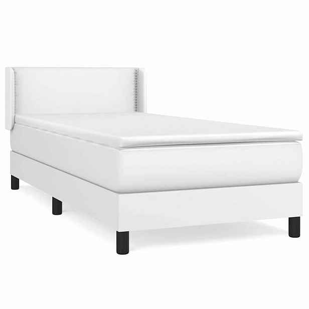 vidaXL Box spring postel s matrací bílá 100x200 cm umělá kůže