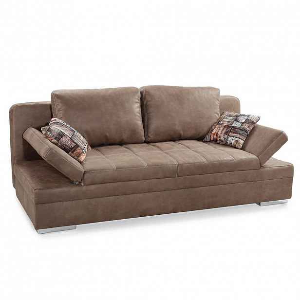 luma-home ROZKLÁDACÍ POHOVKA s úložným prostorem, vlnovým odpružením, 200 × 100 × 84 cm (Š×H×V), mikrovlákno v antické kožené optice, hnědá / 15116