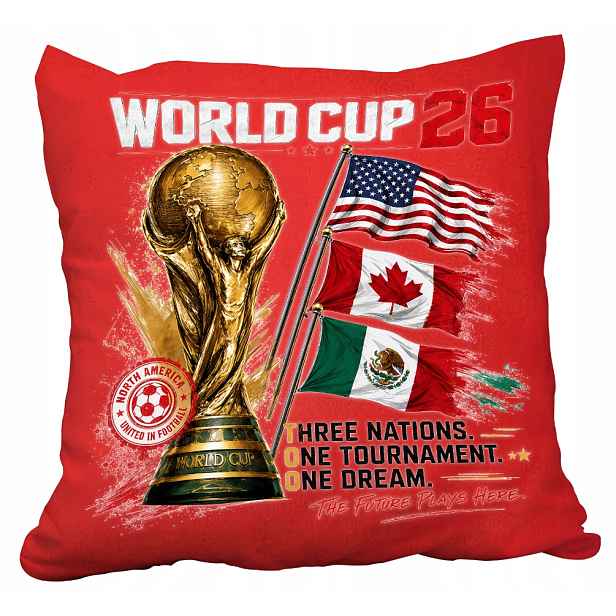 Polštář Červený Mundial 2026 World Cup Fotbal Dárek Jméno