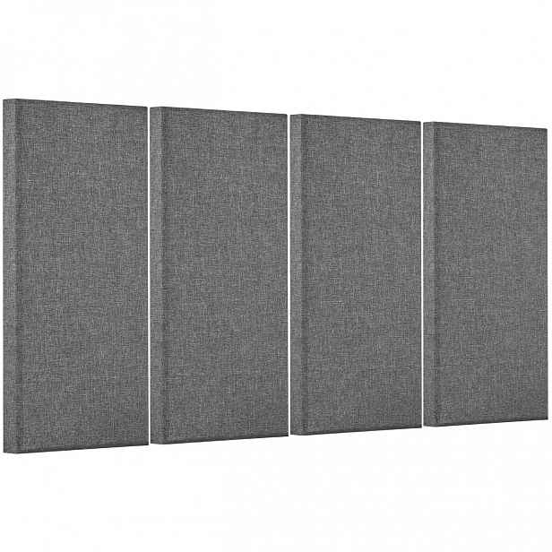 Šedé akustické panely 4 ks 60x30x5 cm samolepicí skleněné vlákno Nrc