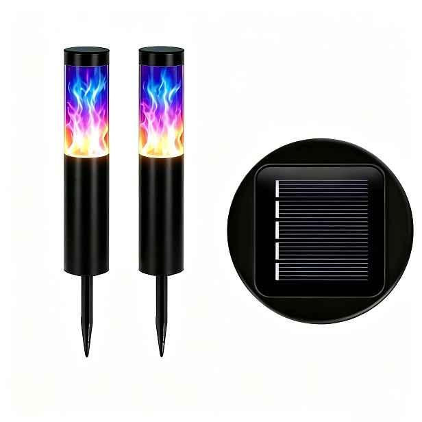 TEMU Solární kulaté trávníkové světlo, vícebarevné osvětlení krajiny a LED venkovní dekorace s pochodněmi, solární zahradní světlo pro dvůr, zahradu,
