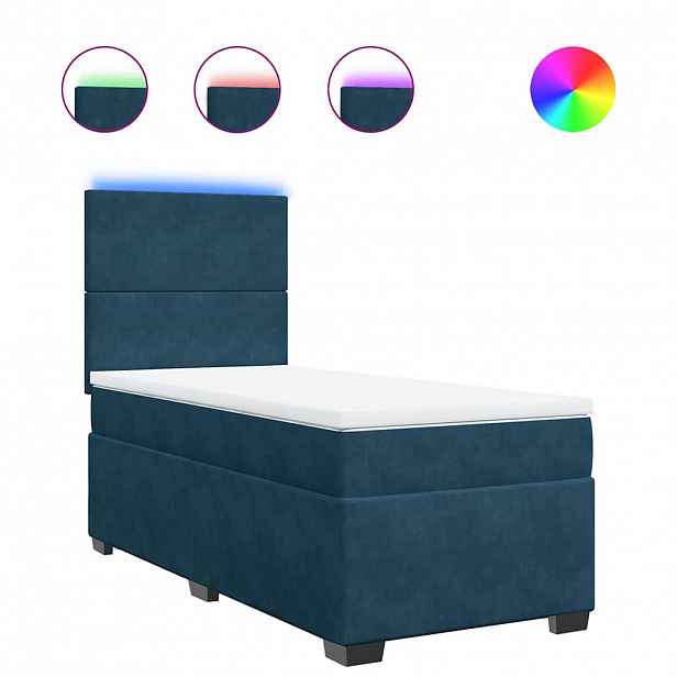 vidaXL Box spring postel s matrací modrá 100 x 200 cm samet