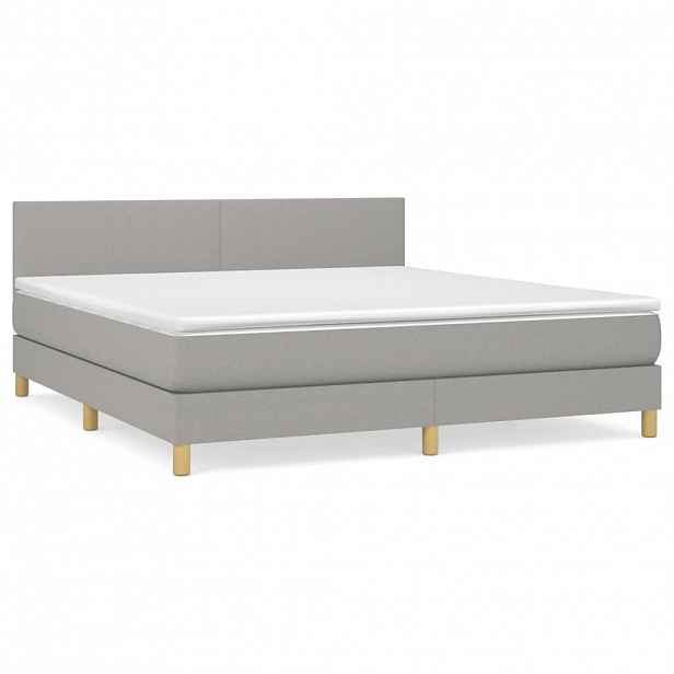 vidaXL Box spring postel s matrací světle šedá 160 x 200 cm textil