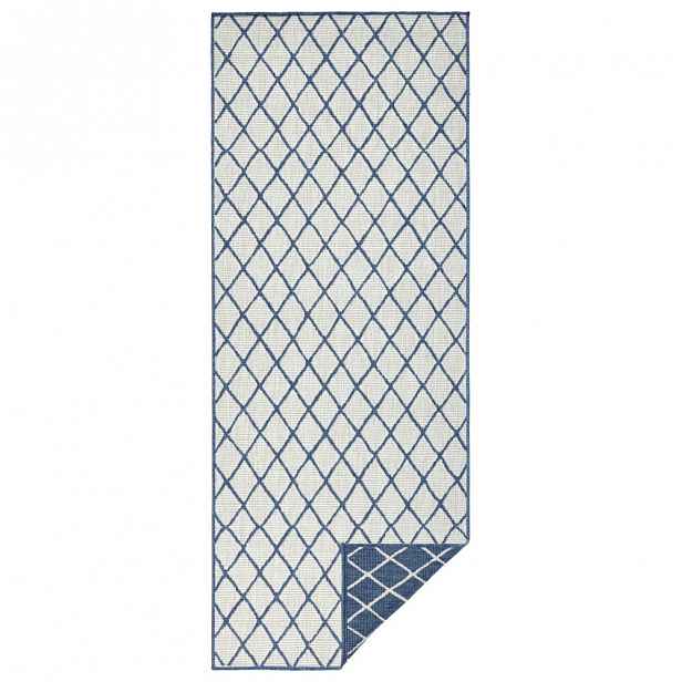 Modro-krémový venkovní koberec Bougari Malaga, 80 x 250 cm