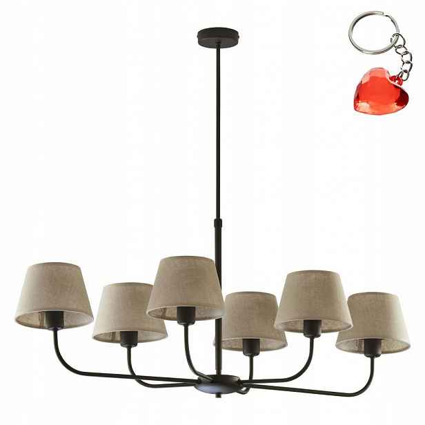 Stropní Svítidlo Lustr Převis Černý Kov 100 cm 6xE27 Salon Tk Lighting