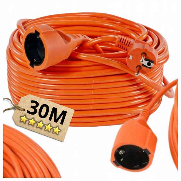 Tlustý Prodlužovací Kabel zahradní kabel pro sekačku 30M Stavební šňůra 3x2,5mm