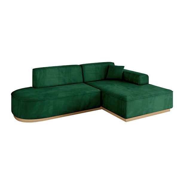 ALTDECOR ROHOVÁ SEDAČKA s otomanem, pravá IREA-L1-v2 232x165x80 Zelená Velur