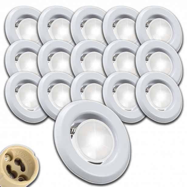 16x Stropní Svítidlo Očko Halogen S Žárovkou 1,5W Neutrální Hotová Sada