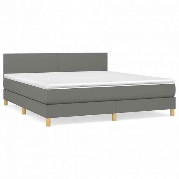 vidaXL Box spring postel s matrací tmavě šedá 160x200 cm textil