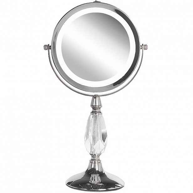 Beliani KOSMETICKÉ ZRCADLO stříbrné s LED osvětlením 18 cm Maury