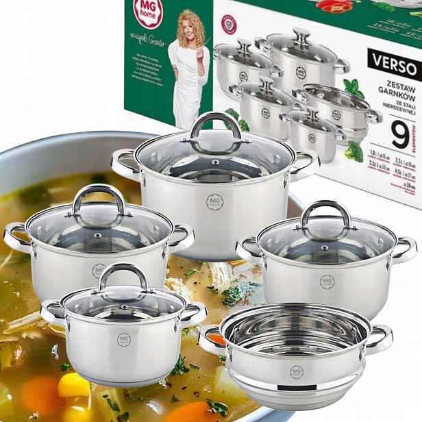 Sada 4 Hrnců Mg Home Verso Ocelové Sada 9 Kusů Inox Indukce