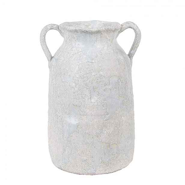 Šedá antik dekorační terakotová váza s oušky Teracci - 15*12*20 cm Clayre & Eef