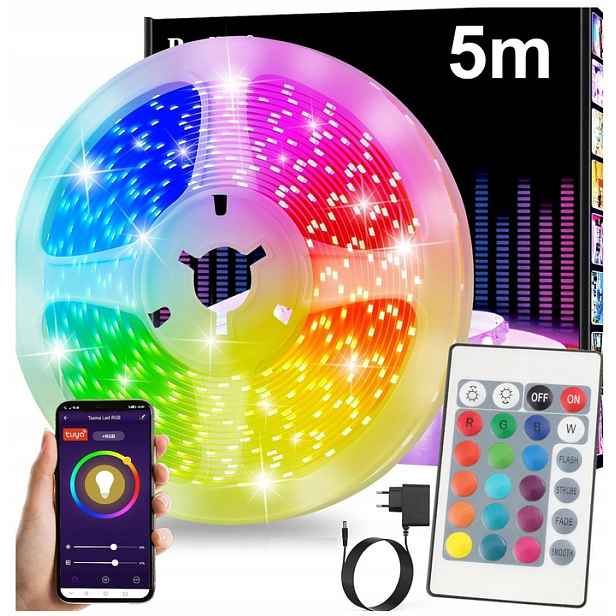 Set Rgb Led pásek 5 m WiFi Bluetooth Tuya Dálkový Ovladač