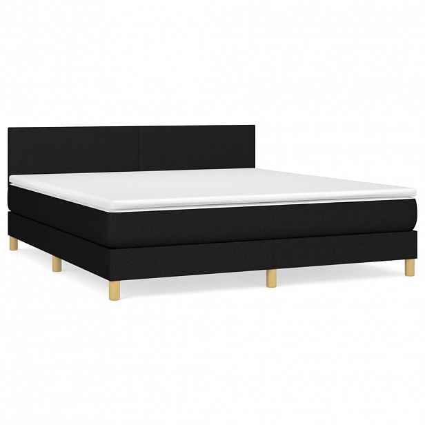vidaXL Box spring postel s matrací černá 160x200 cm textil