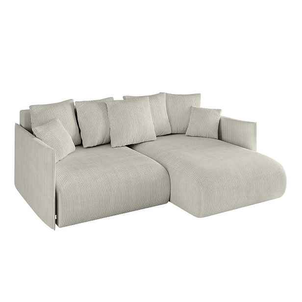 ALTDECOR ROHOVÁ SEDAČKA s funkcí spaní a otomanem, pravá ONESK-L 216x177x72 Krémová Manšestr