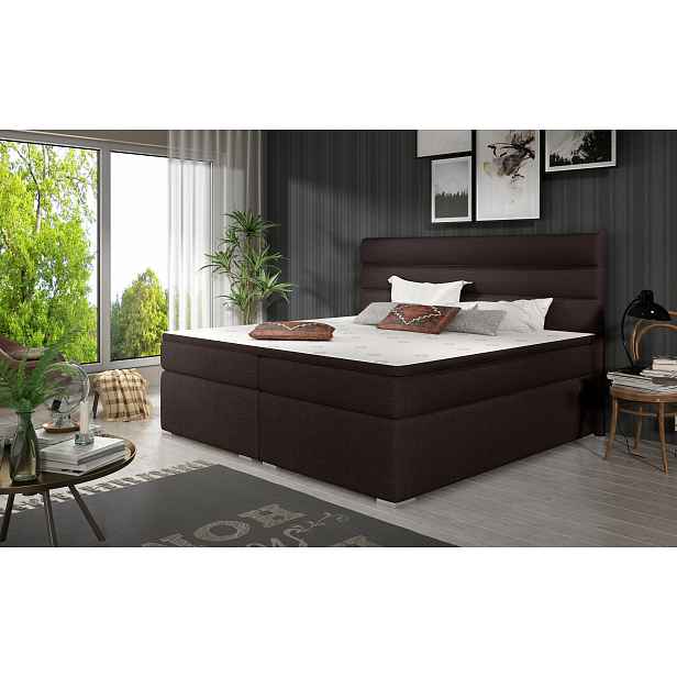 Elegantní box spring postel Sedina 180x200, hnědá HELCEL