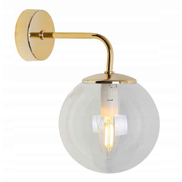 Nástěnná Lampa Zlatá Průhledná Skleněná Koule Loft Glamour