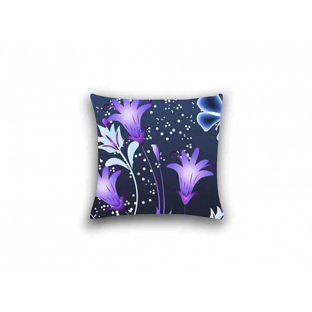 Povlak na polštář z mikrovlákna VIOLET BUTTERFLY 45x45 cm, tmavě modrý