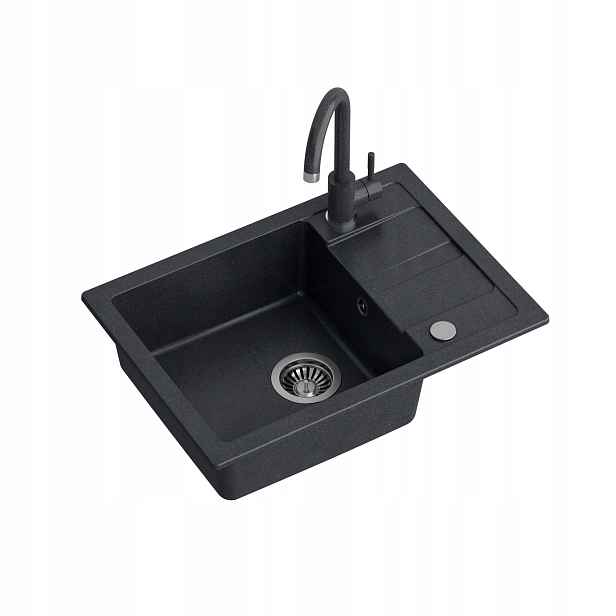 Quadron Go-Smart Granit Jednokomorový dřez 62x44 cm, černá barva
