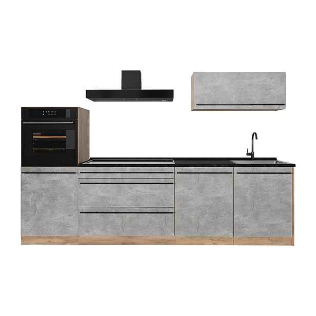 Vicco KUCHYŇSKÝ KOUT R-Line, Beton/Zlatý mocný dub, 280 cm pracovná doska antracitová